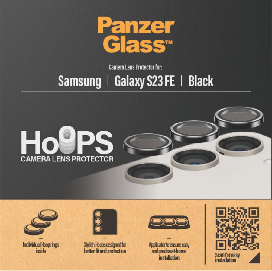 Ochranný kryt objektívu Hoops pre Samsung Galaxy S23 FE, čierna
