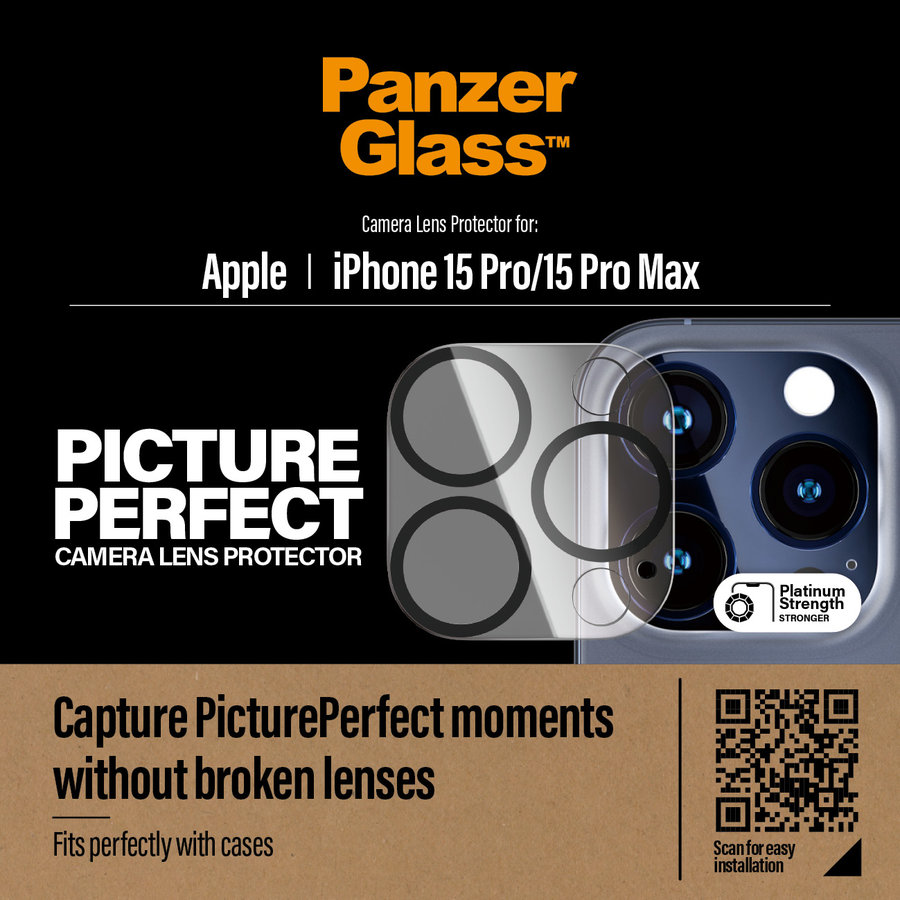 Ochranný kryt objektívu PicturePerfect pre iPhone 15 Pro/15 Pro Max, čierna