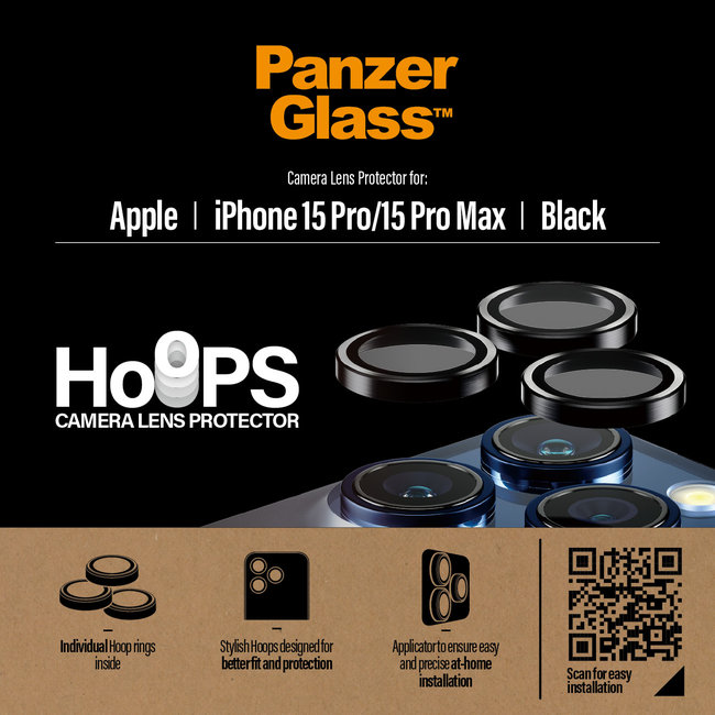 PanzerGlass® Hoops™ Camera Lens Protector iPhone 15 Pro, 15 Pro Max