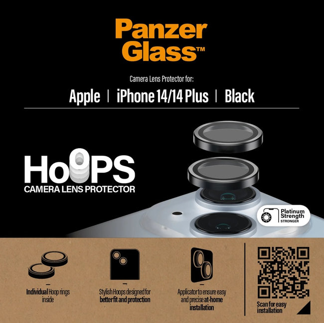 Ochranný kryt objektívu Hoops pre iPhone 14/14 Plus, čierna
