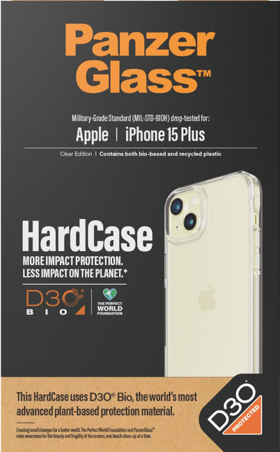 Puzdro HardCase D3O pre iPhone 15 Plus, transparentná