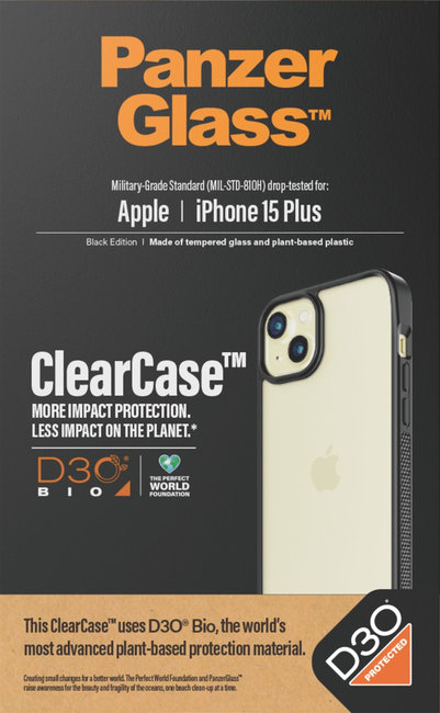 Puzdro ClearCase D3O pre iPhone 15 Plus, čierna