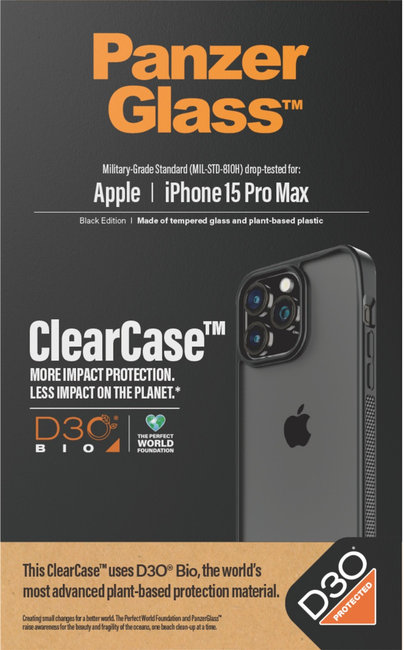 Puzdro ClearCase D3O pre iPhone 15 Pro Max, čierna