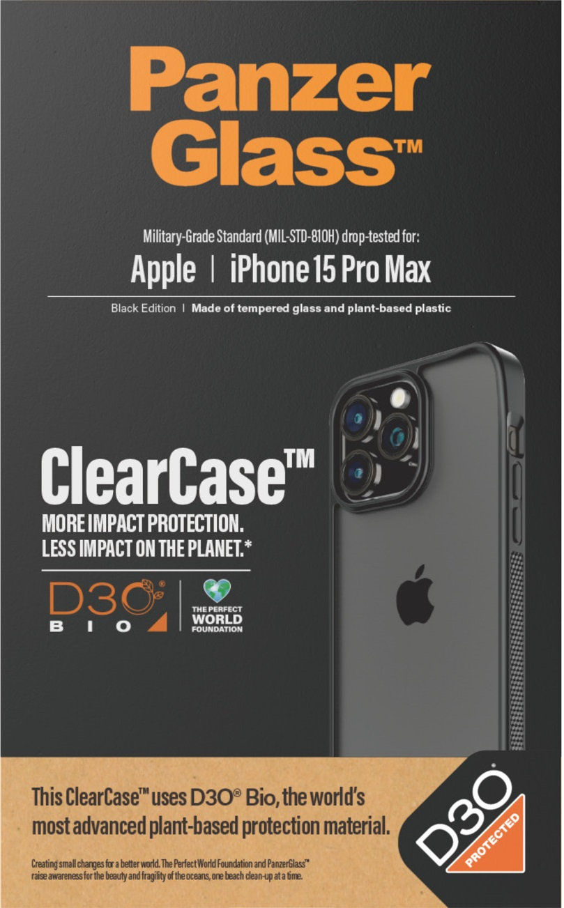 Puzdro ClearCase D3O pre iPhone 15 Pro Max, čierna