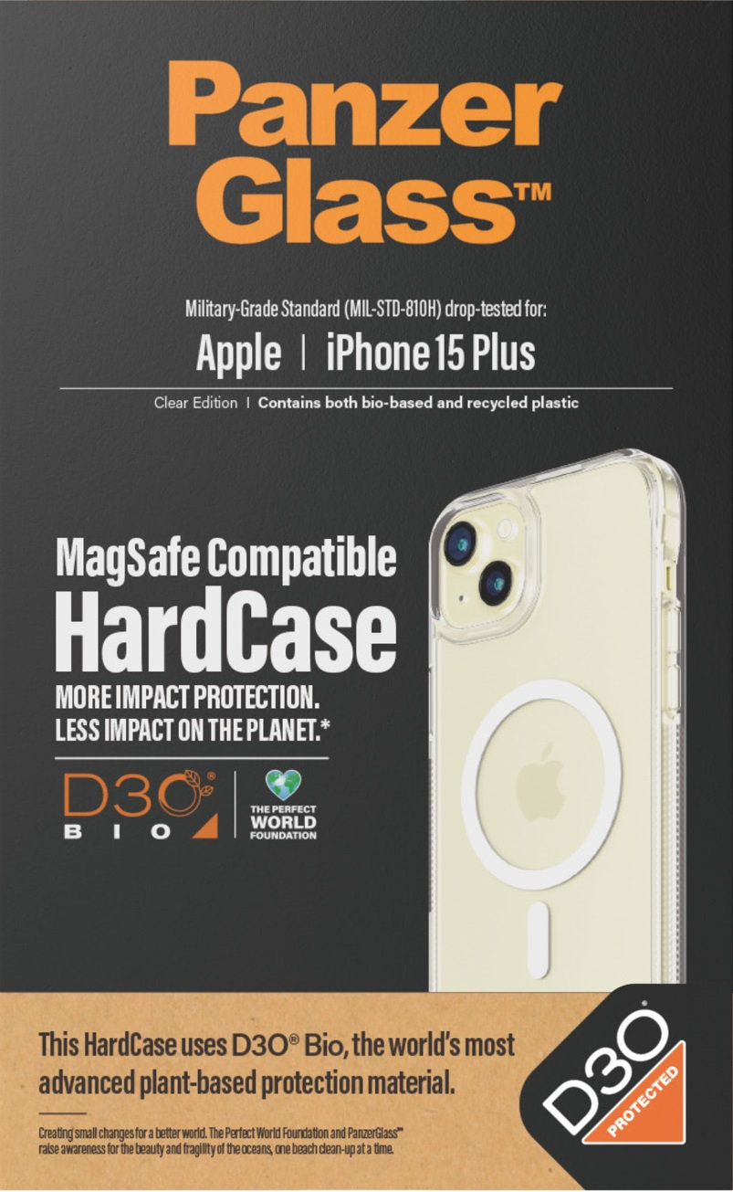 Puzdro HardCase D3O s MagSafe pre iPhone 15 Plus, transparentná
