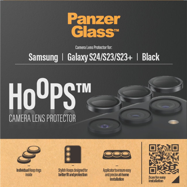Ochranný kryt objektívu Hoops pre Samsung Galaxy S24/S23/S23+, čierna