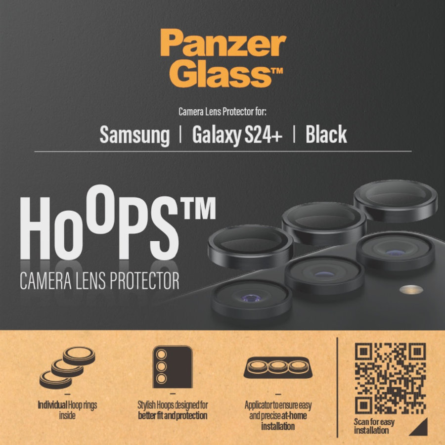 Ochranný kryt objektívu Hoops pre Samsung Galaxy S24+, čierna
