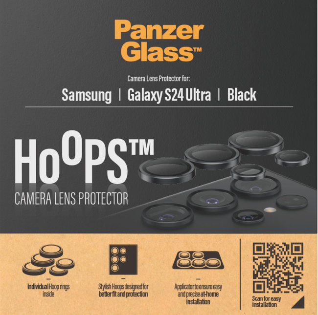Ochranný kryt objektívu Hoops pre Galaxy S24 Ultra, čierna