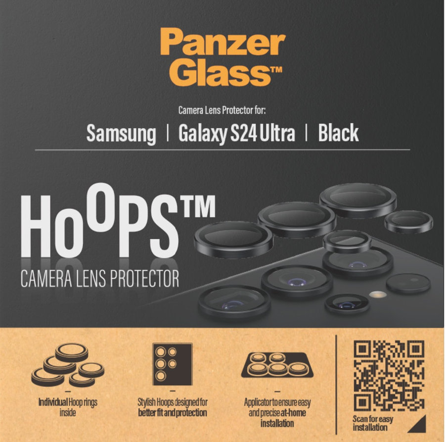 Ochranný kryt objektívu Hoops pre Galaxy S24 Ultra, čierna