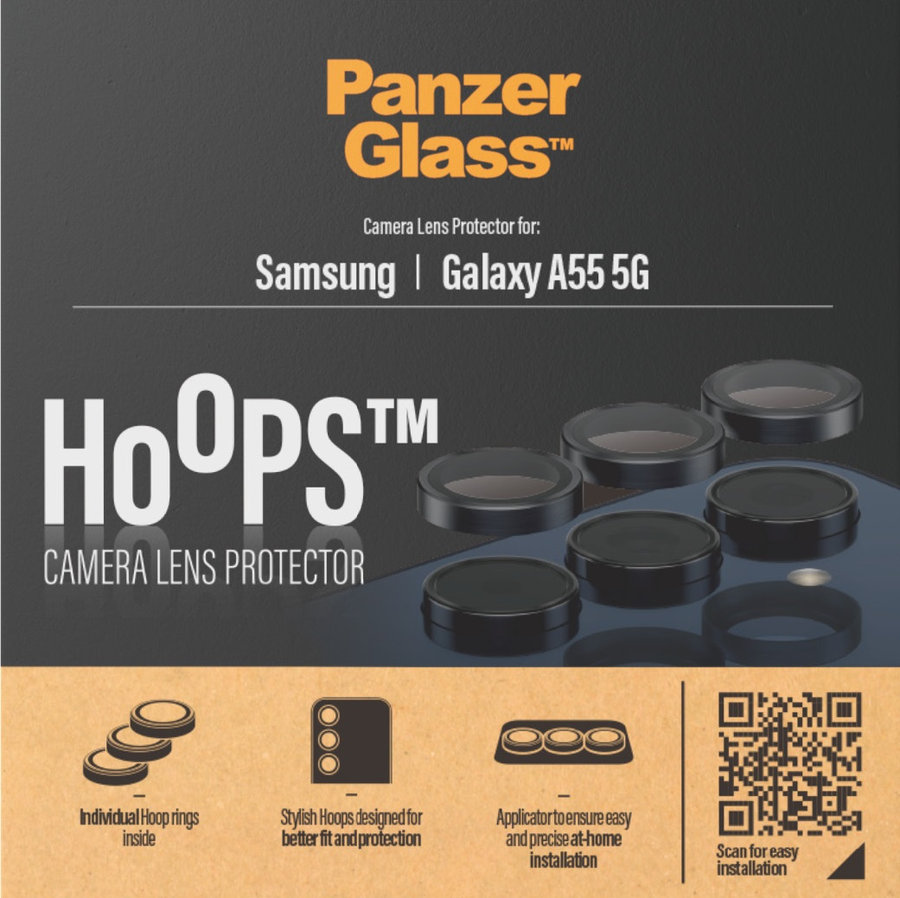 Ochranný kryt objektívu Hoops pre Samsung Galaxy A55 5G, čierna
