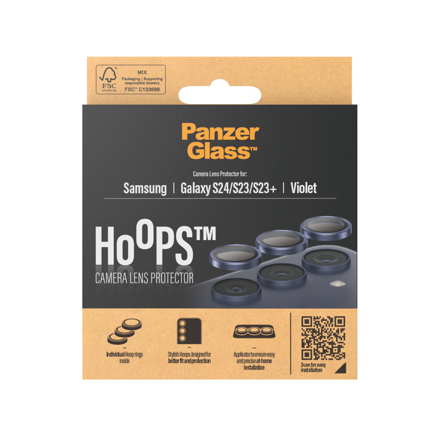 Ochranný kryt objektívu Hoops pre Samsung Galaxy S24/S23/S23+, fialová