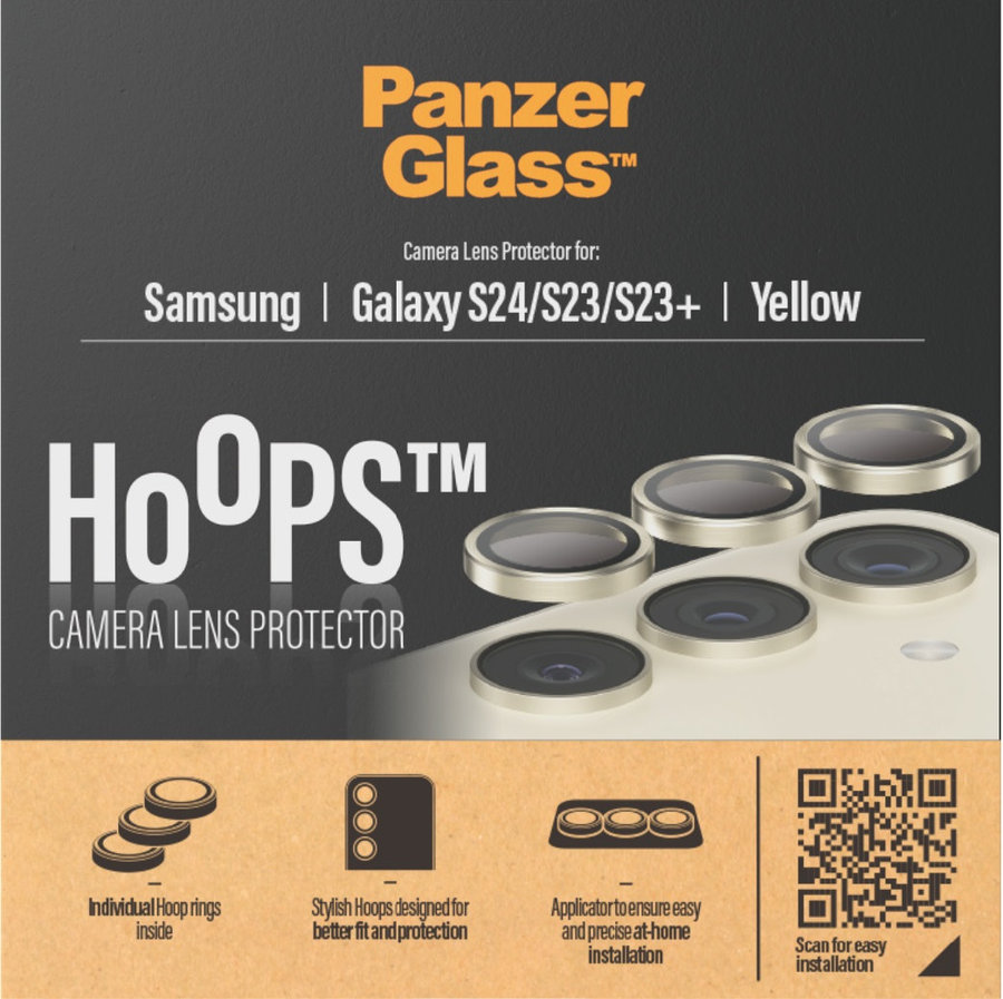 Ochranný kryt objektívu Hoops pre Samsung Galaxy S24/S23/S23+, žltá