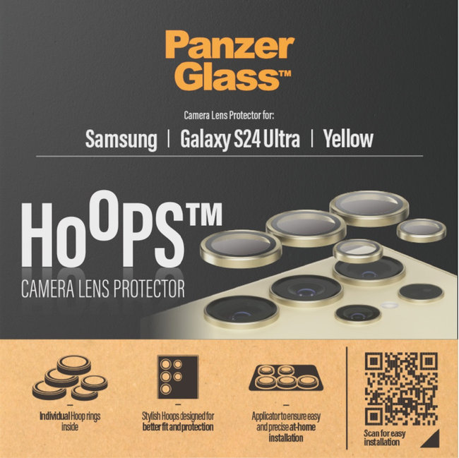 Ochranný kryt objektívu Hoops pre Samsung Galaxy S24 Ultra, žltá