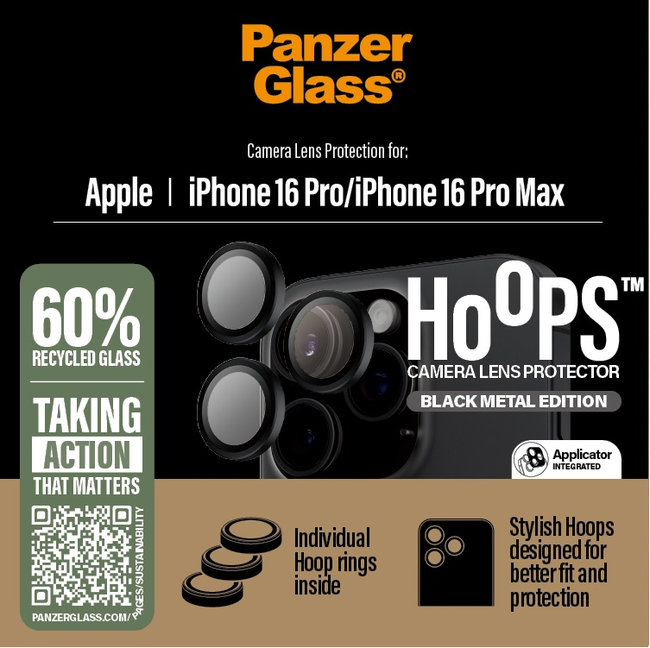 Ochranný kryt objektívu Hoops pre iPhone 16 Pro/16 Pro Max, čierna
