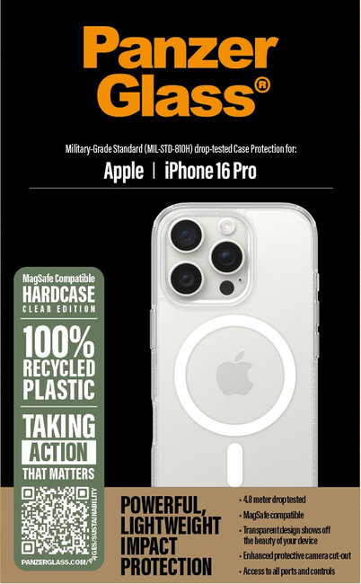 Puzdro HardCase s MagSafe pre iPhone 16 Pro, transparentná