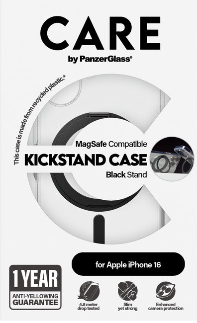 CARE - Puzdro Kickstand s MagSafe pre iPhone 16, čierna