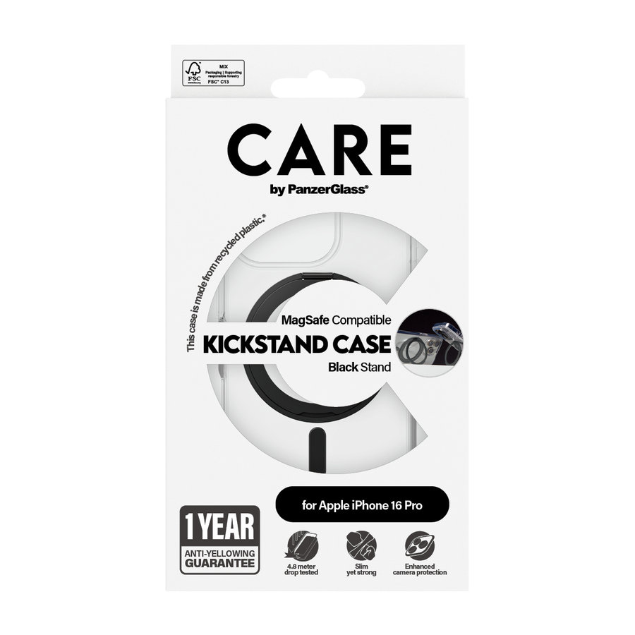 CARE - Puzdro Kickstand s MagSafe pre iPhone 16 Pro, čierna