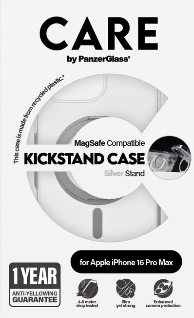 CARE - Puzdro Kickstand s MagSafe pre iPhone 16 Pro Max, strieborná