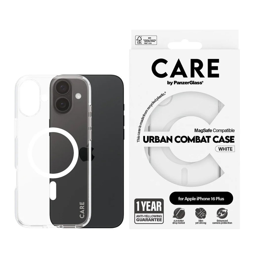 CARE - Puzdro Urban Combat s MagSafe pre iPhone 16 Plus, biela
