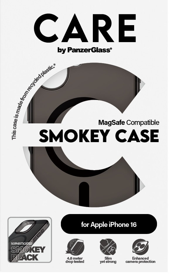 CARE - Puzdro Smokey s MagSafe pre iPhone 16, čierna