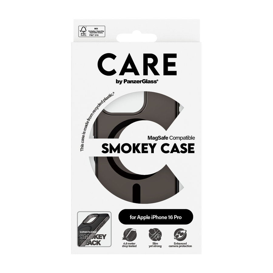 CARE - Puzdro Smokey s MagSafe pre iPhone 16 Pro, čierna