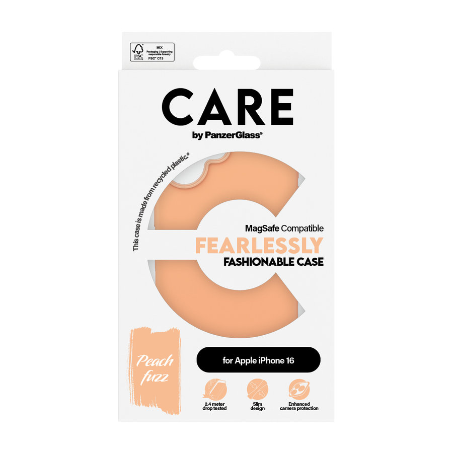 CARE - Puzdro Fearlessly s MagSafe pre iPhone 16, peachy
