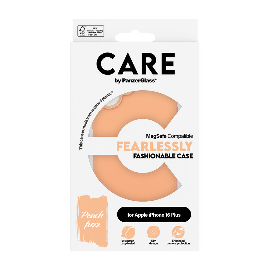 CARE - Puzdro Fearlessly s MagSafe pre iPhone 16 Plus, peachy