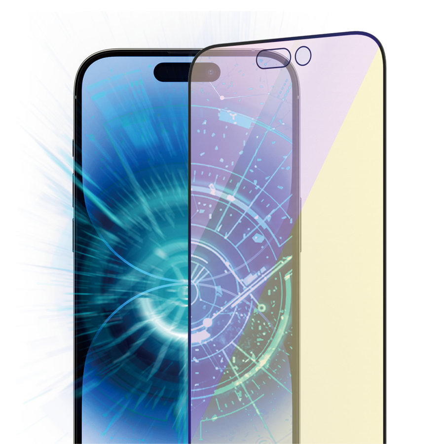 Tvrdené sklo UWF Anti-Bluelight AB s aplikátorom pre iPhone 14 Pro, čierna