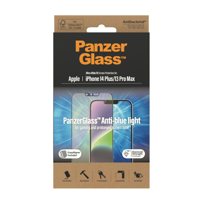 Tvrdené sklo UWF Anti-Bluelight AB s aplikátorom pre iPhone 14 Plus/13 Pro Max, čierna