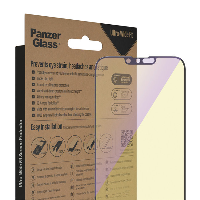 Tvrdené sklo UWF Anti-Bluelight AB s aplikátorom pre iPhone 14 Plus/13 Pro Max, čierna