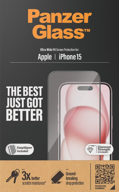 Tvrdené sklo UWF s aplikátorom pre iPhone 15, čierna