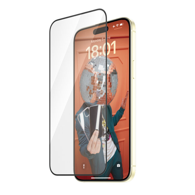 Tvrdené sklo Re:fresh UWF s aplikátorom pre iPhone 15 Plus, čierna