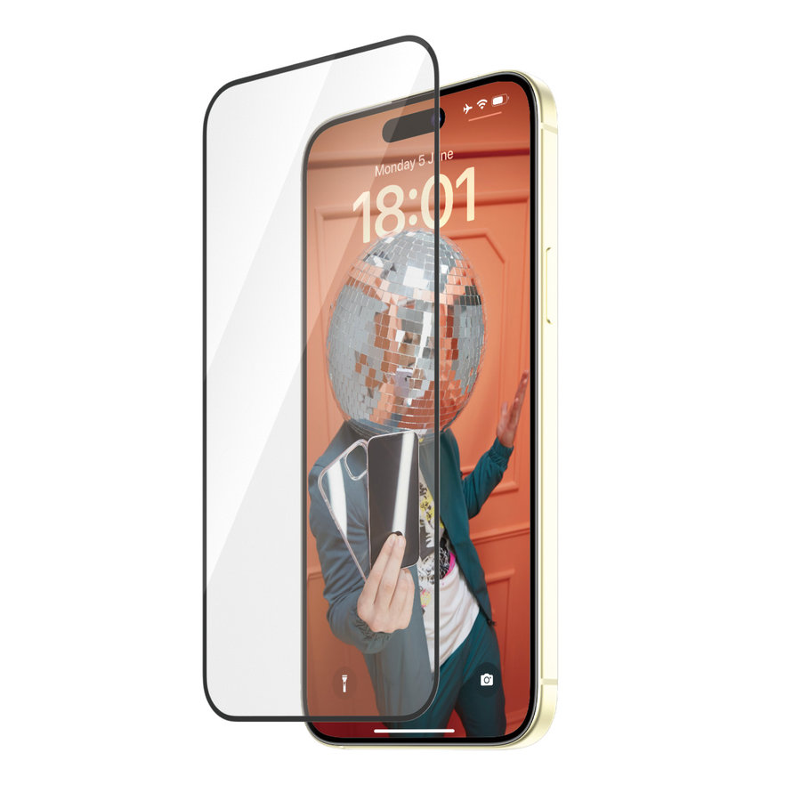 Tvrdené sklo Re:fresh UWF s aplikátorom pre iPhone 15 Plus, čierna