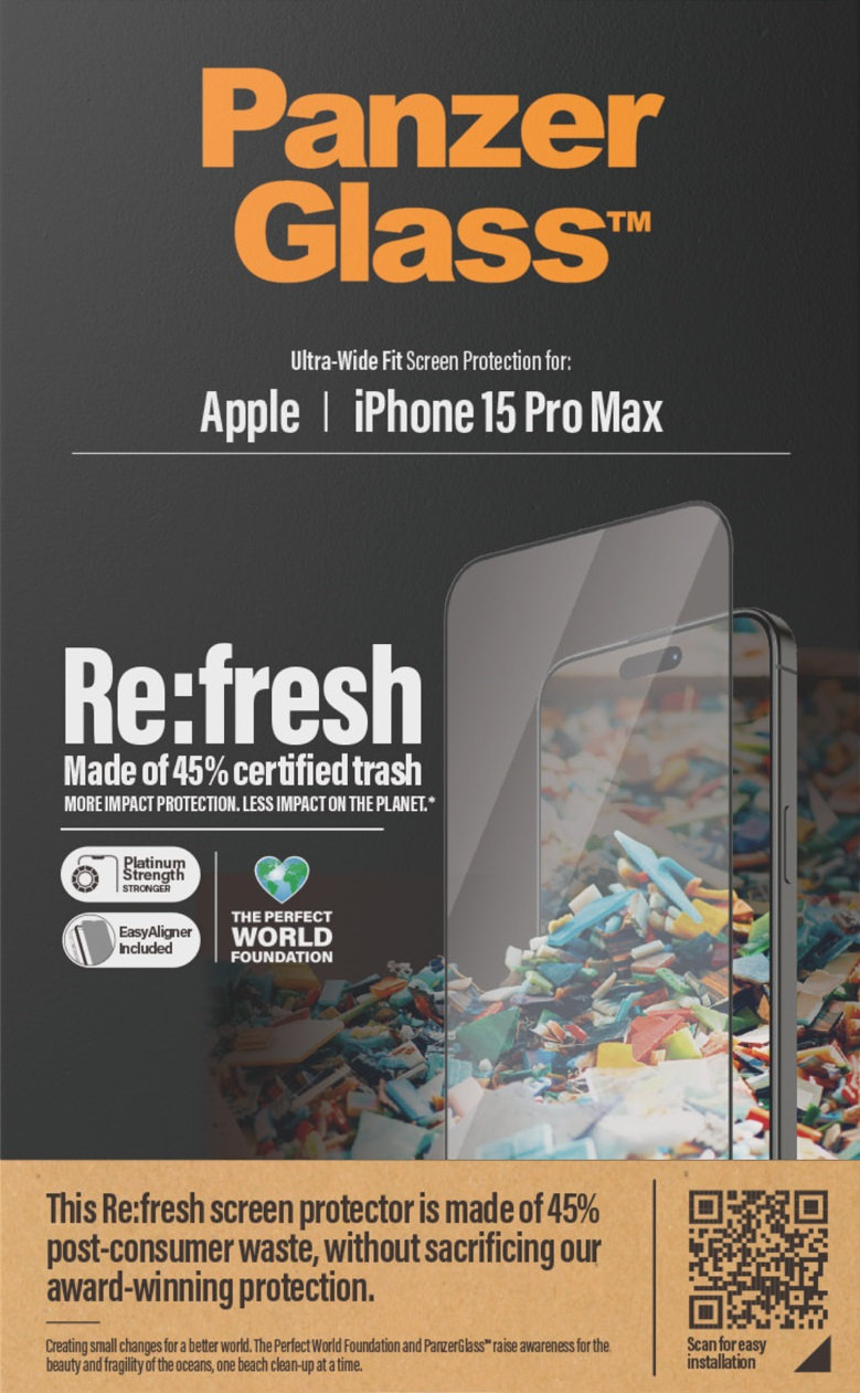 Tvrdené sklo Re:fresh UWF s aplikátorom pre iPhone 15 Pro Max, čierna