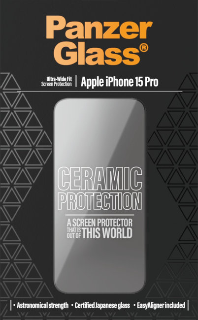 Tvrdené sklo UWF Ceramic s aplikátorom pre iPhone 15 Pro, čierna