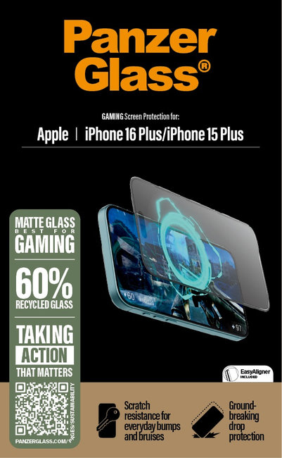 Tvrdené sklo UWF Gaming s aplikátorom pre iPhone 16 Plus/15 Plus, čierna