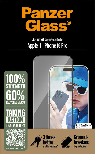 Tvrdené sklo UWF s aplikátorom pre iPhone 16 Pro, čierna