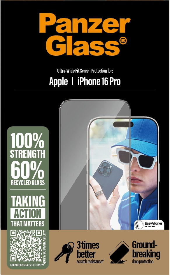 Tvrdené sklo UWF s aplikátorom pre iPhone 16 Pro, čierna