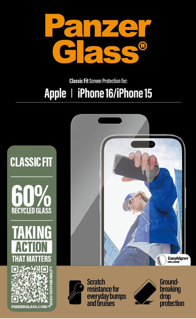 Tvrdené sklo s aplikátorom pre iPhone 16/15, číra