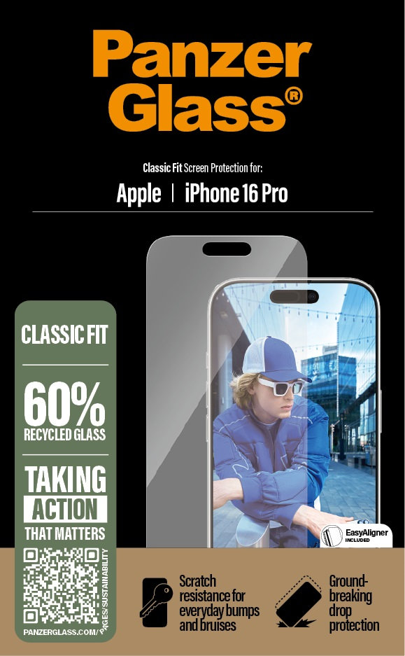Tvrdené sklo s aplikátorom pre iPhone 16 Pro, číra