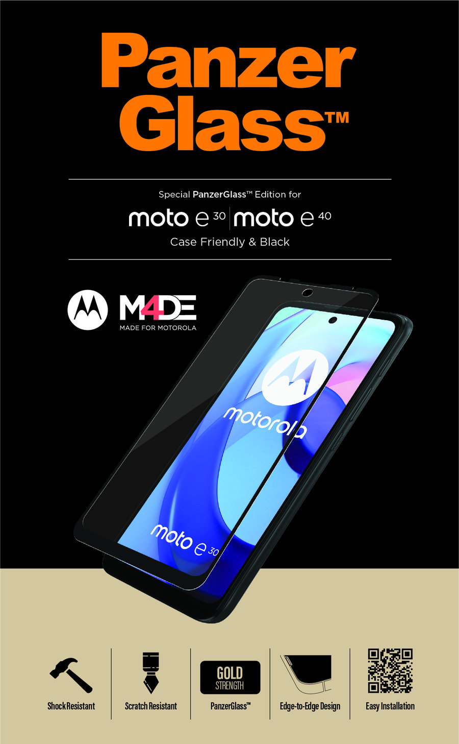 Tvrdené sklo Case Friendly pre Motorola Moto E40, čierna