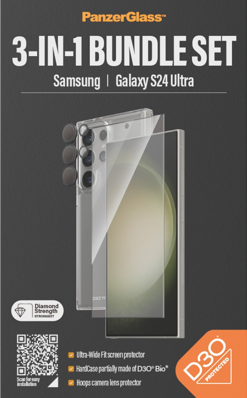 Bundle Hoops + Tvrdené sklo UWF + Hard Case D3O pre Samsung Galaxy S24 Ultra