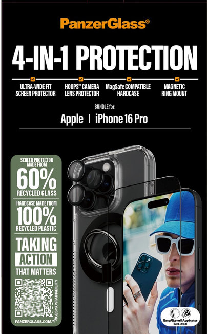 Bundle Hoops + Tvrdené sklo UWF + Hard Case + Magnetic Ring Mount pre iPhone 16 Pro