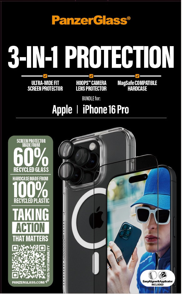 Bundle Hoops + Tvrdené sklo UWF + Hard Case pre iPhone 16 Pro