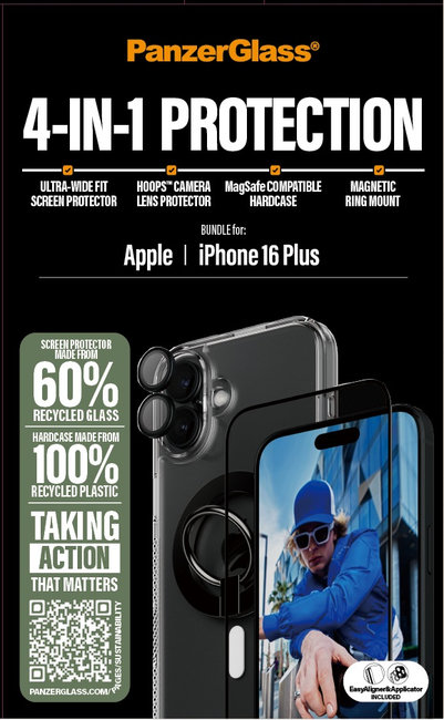 Bundle Hoops + Tvrdené sklo UWF + Hard Case + Magnetic Ring Mount pre iPhone 16 Plus