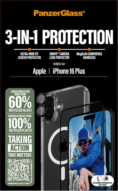 Bundle Hoops + Tvrdené sklo UWF + Hard Case pre iPhone 16 Plus