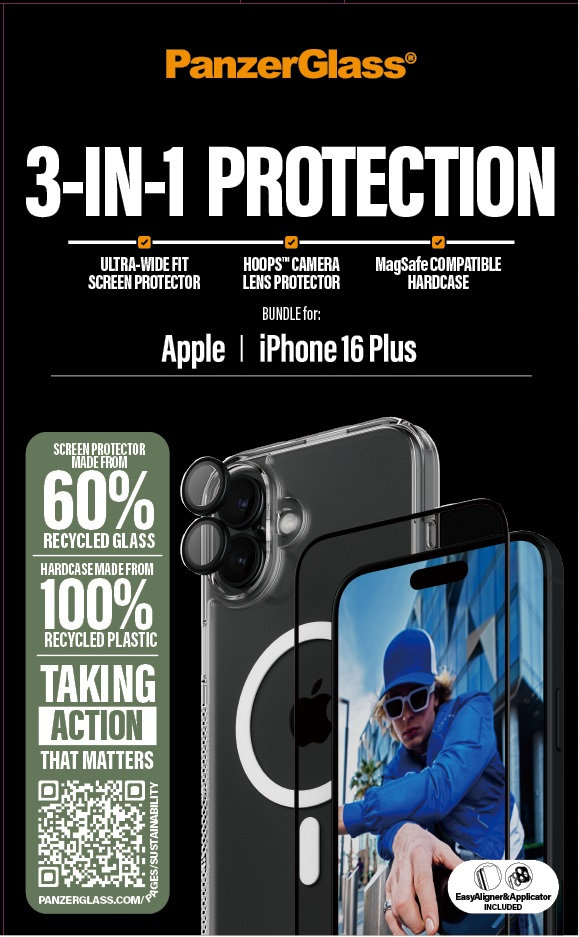 Bundle Hoops + Tvrdené sklo UWF + Hard Case pre iPhone 16 Plus