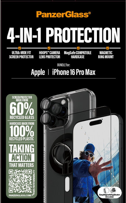 Bundle Hoops + Tvrdené sklo UWF + Hard Case + Magnetic Ring Mount pre iPhone 16 Pro Max