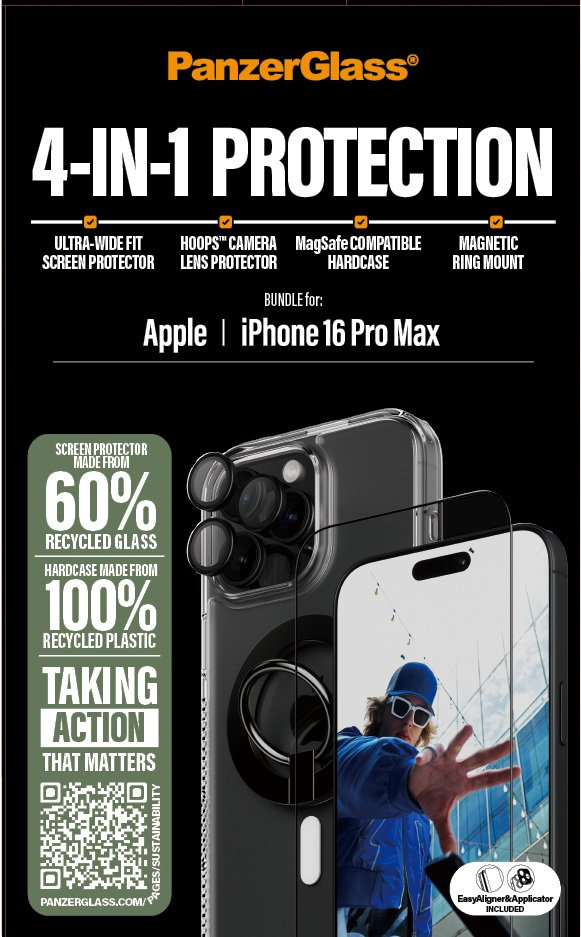 Bundle Hoops + Tvrdené sklo UWF + Hard Case + Magnetic Ring Mount pre iPhone 16 Pro Max