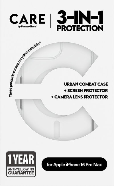 CARE - Bundle Hoops + Tvrdené sklo UWF + Puzdro Urban Combat pre iPhone 16 Pro Max